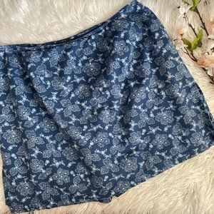 Vintage 90s Liz Claiborne Floral Denim Skort Size 16
